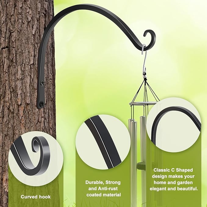 FEED GARDEN 2 Pack 14 Inch Hanging Plant Bracket Wall Hooks Decorative Plant