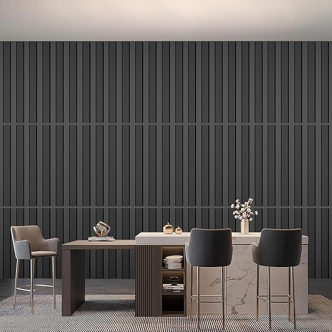 20 Pack 3D PVC Fluted Slat Wall Panels 12x12 Inch Covers 20 Sq.Ft Black