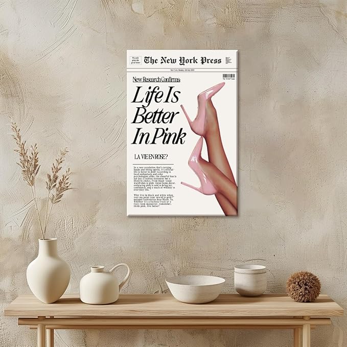 Trendy Baby Pink Poster 70s Canvas Prints The New York Press Wall Art Life Is