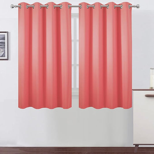 LEMOMO Coral Blackout Curtains 52 x 54 Inch Length/Set of 2 Curtain