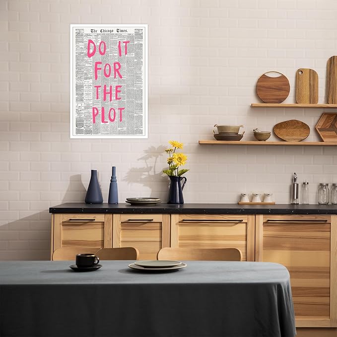 Liyark Retro Black And White Chicago Newspaper Poster Pink Trendy Preppy