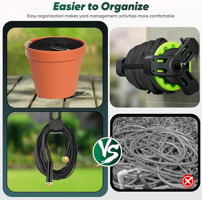 Garden Hose 50 ft, Non-Expanding Water Hose, Flexible Ultra-Light, Anti-Kink, Wear-Resistant, Easy Storage, Hose with 3/4 for Outdoor, Garden, Yard and Lawn