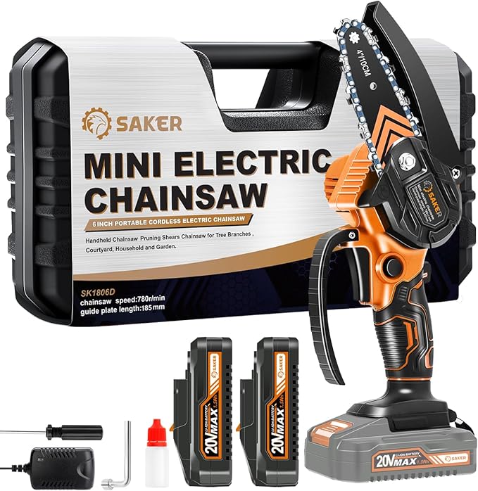 Saker Mini Chainsaw,2026 New Upgrade Portable Electric Chainsaws Cordless,Small Handheld Chain Saw Pruning Shears Chain Saws for Tree Branches,Courtyard and Garden