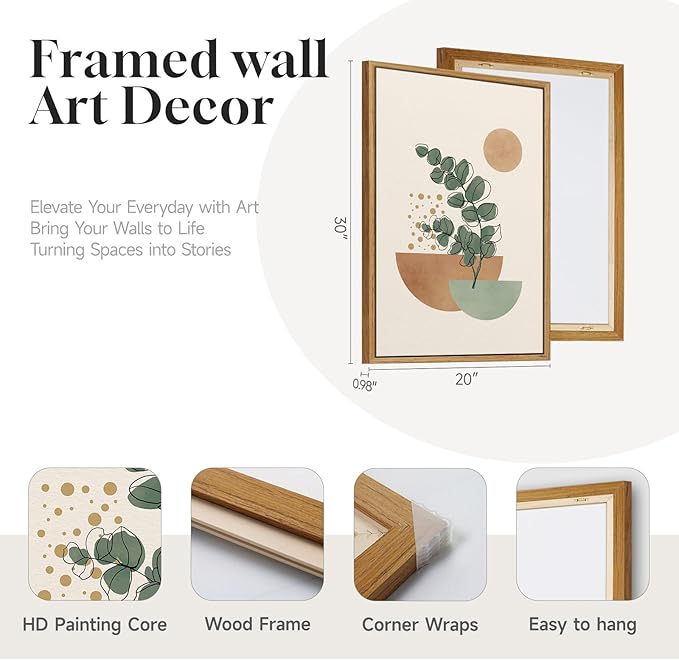 Large Framed Abstract Boho Wall Art