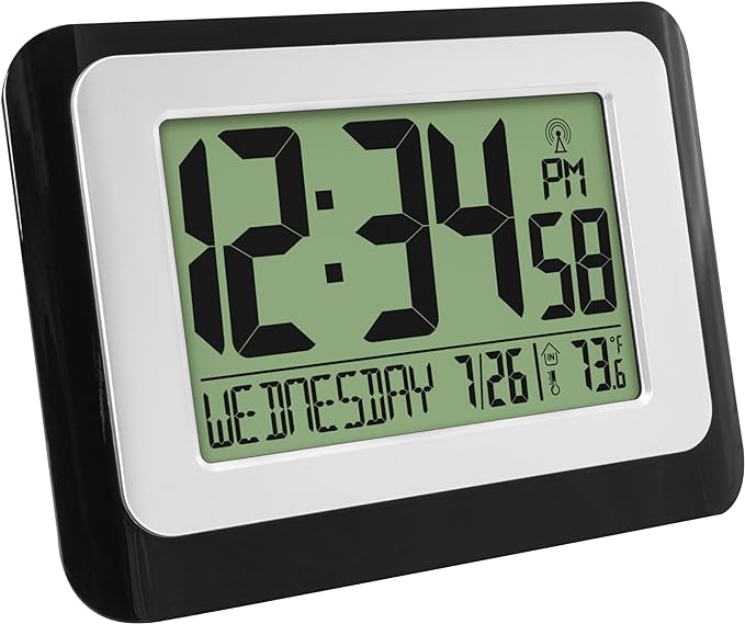 La Crosse Technology W88631 Digital Atomic Black Wall Clock