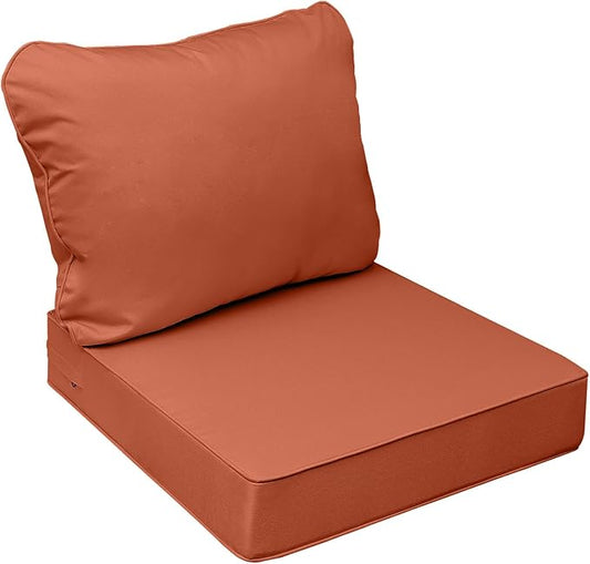 AAAAAcessories Outdoor Seat Cushions for Chairs, Fade-Resistant, Waterproof Patio Furniture Replacement Cushions, 24" x 24" x 5" + 24" x 19", Rust