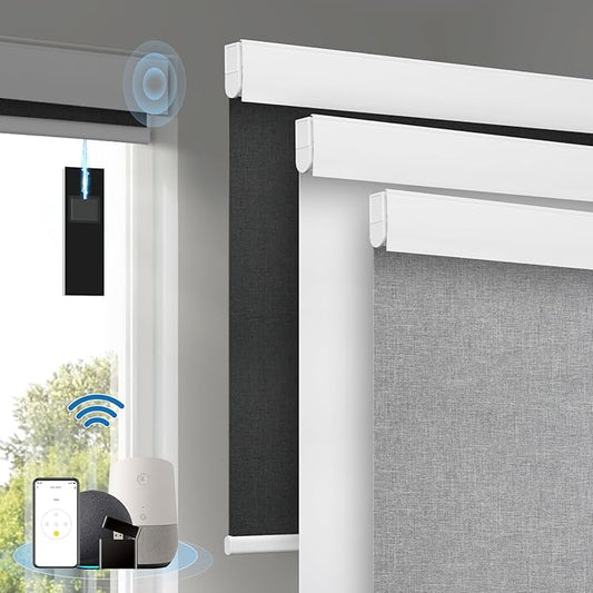 Motorized Blinds with Remote, Cordless Smart Blinds with Valance Cover
