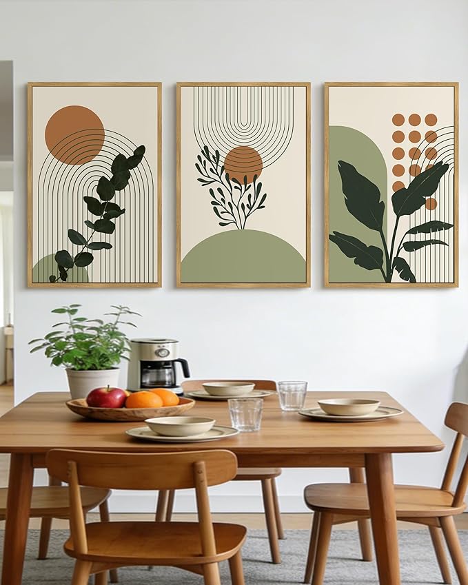 PHOPAGO Boho Plant Wall Art Green Botanical Bohemain Framed Wall Printing