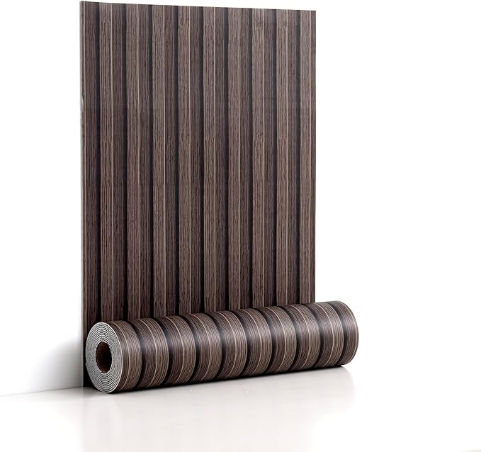 Peel and Stick PVC Slat Wall Panels, Wood Grain Self-Adhesive Soundproof