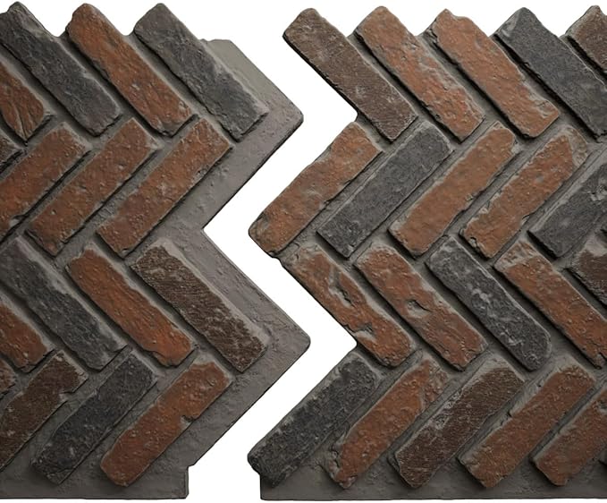 EverStone Herringbone Faux Brick Panel, 46 1/2"W x 25 1/4"H x 1"D, Clay Creek