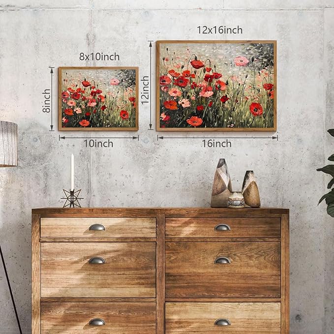 OIQArtOIQ Vintage Landscape Canvas Wall Art Framed Natural Scenery Painting