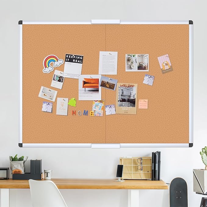 VIZ-PRO Cork Bulletin Board/Foldable Noticeboard, 36 X 24 Inches