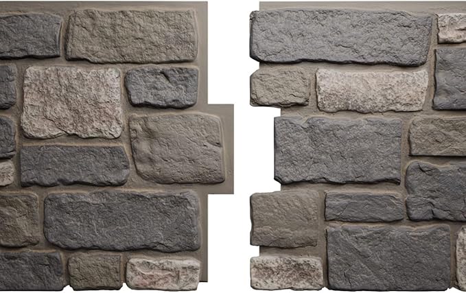 EverStone Cobblestone Faux Stone Panel, Midnight Granite Color