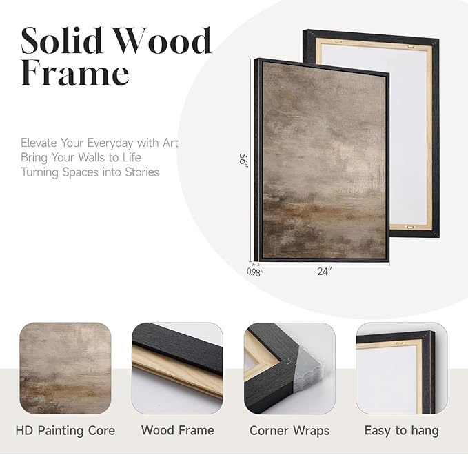 Large Framed Neutral Abstract Wall Art Set of 2