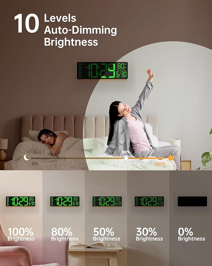 EASYERA 12" Digital Wall Clock for Classroom Livingroom Game Home Decor