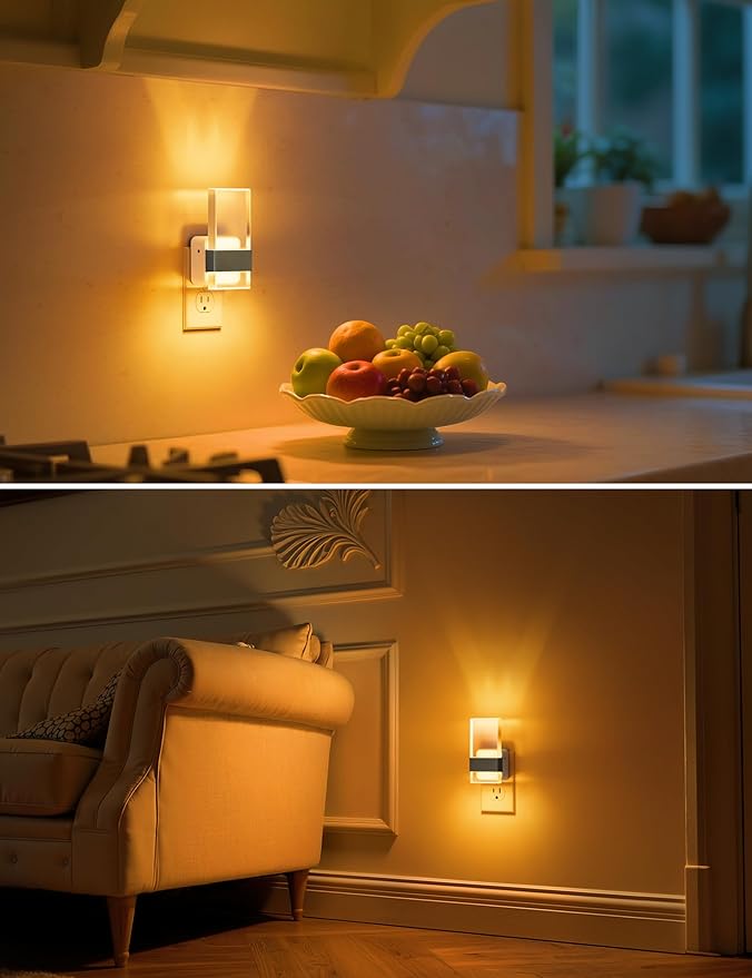 L LOHAS LED Night Light, Amber Night Lights Plug Into Wall, Dusk-to-Dawn Sensor
