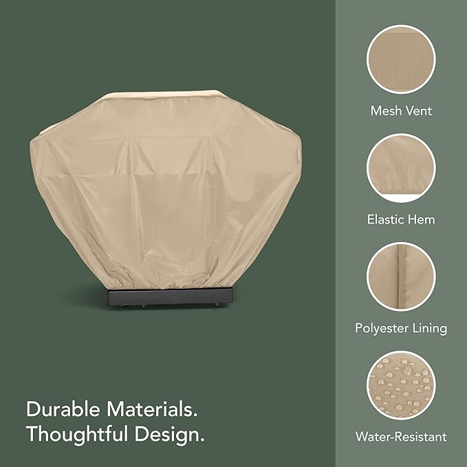 Covermates Classic Grill Cover - All-Weather Heavy Duty Outdoor BBQ Cover with Water-Resistant 12-Gauge Vinyl, Mesh Vents, Protection for Large Outdoor Grills, 80 Inch, Classic Tan