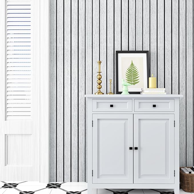 White/Grey Wood Slat Panels for Interior Wall Decor Self Adhesive Textured 3D