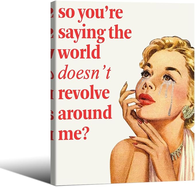 70s Pink Sexy Women Poster Funky Funny Quote Wall Art Retro Housewife Picture