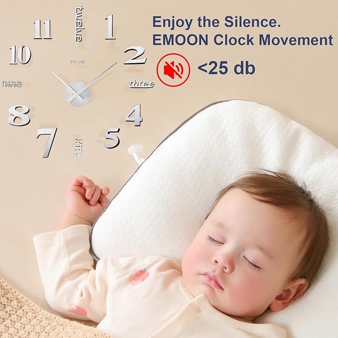 AILILIFE 20-28 Inch DIY Wall Clock 3D Frameless Silent Non-Ticking, Modern
