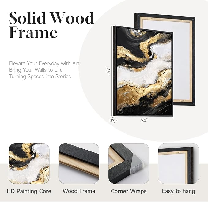 Framed Gold Abstract Wall Art Set of 2
