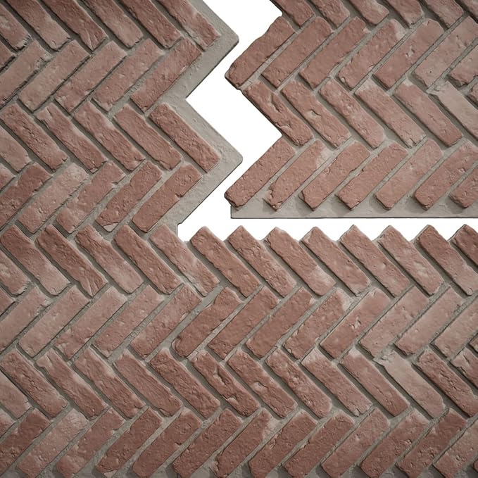 EverStone Herringbone Faux Brick Panel, 46 1/2"W x 25 1/4"H x 1"D, Old Chicago