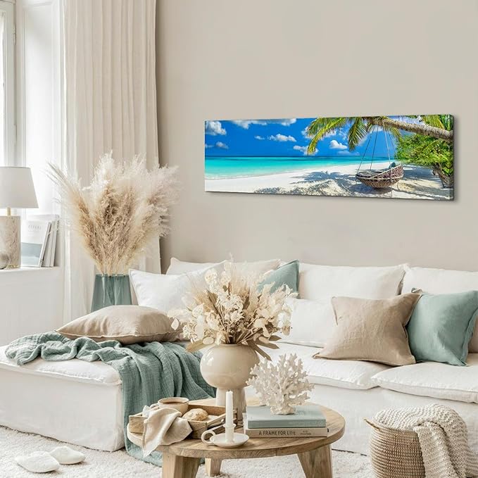 Nature Coastal Scenery Wall Art Tropical Ocean Wall Decor Seascape Coconut
