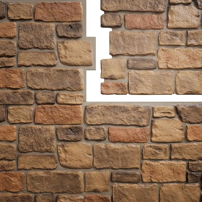 EverStone Cobblestone Faux Stone Panel, Rustic Roast Color