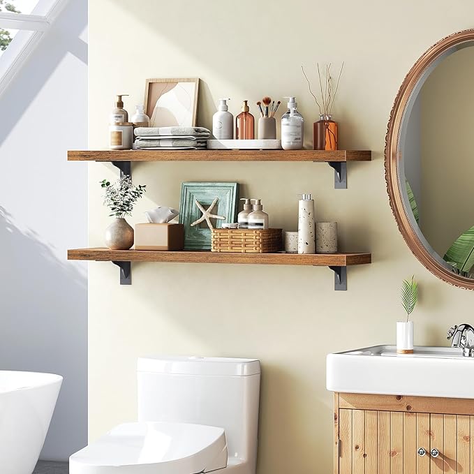 HOOBRO Floating Shelves for Wall, 31.5" Wall Mounted Shelves Set of 2, Hanging