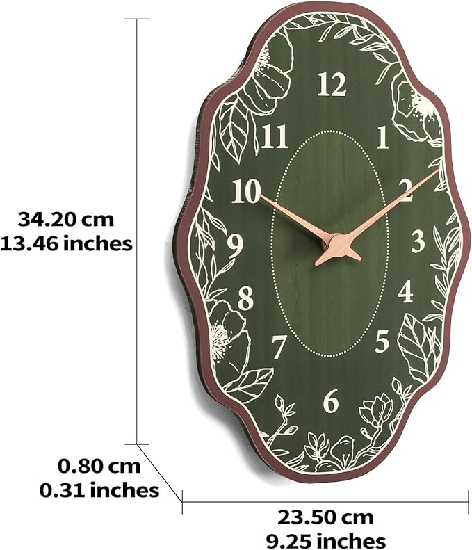 Mid Century Retro Irregular Shape Wall Clock, Silent Non-Ticking Battery