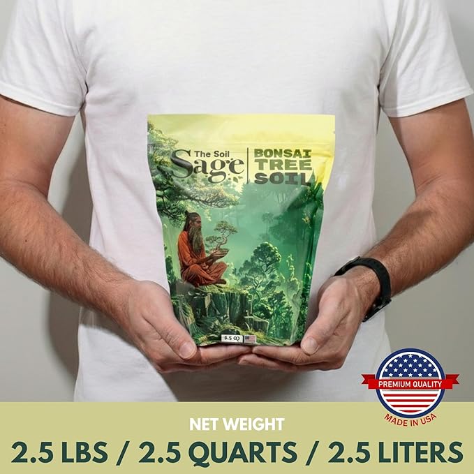 The Soil Sage 2.5qts Premium Bonsai Mix - U.S.A. Made Ready to Use - Akadama, Pumice, Lava Rock, Fine Pine Bark - Large Bag for All Bonsai Tree - High Drainage Potting, Repotting (Bonsai Soil/2.5 qt)