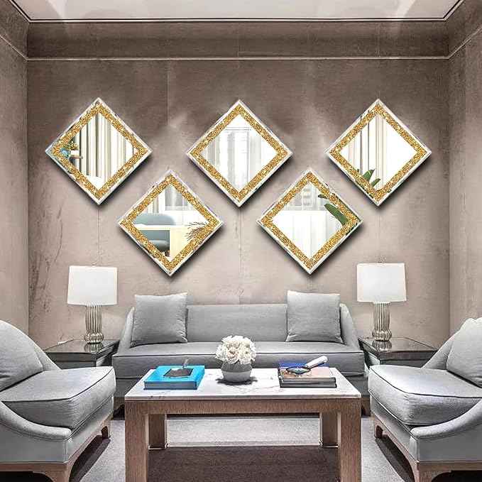 2 Piece Wall Mirrors, Crush Diamond Wall Decor