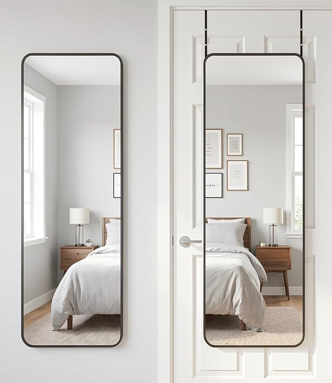 Antok 58"x20" Over the Door Mirror, Full Length Mirror Door Hanging