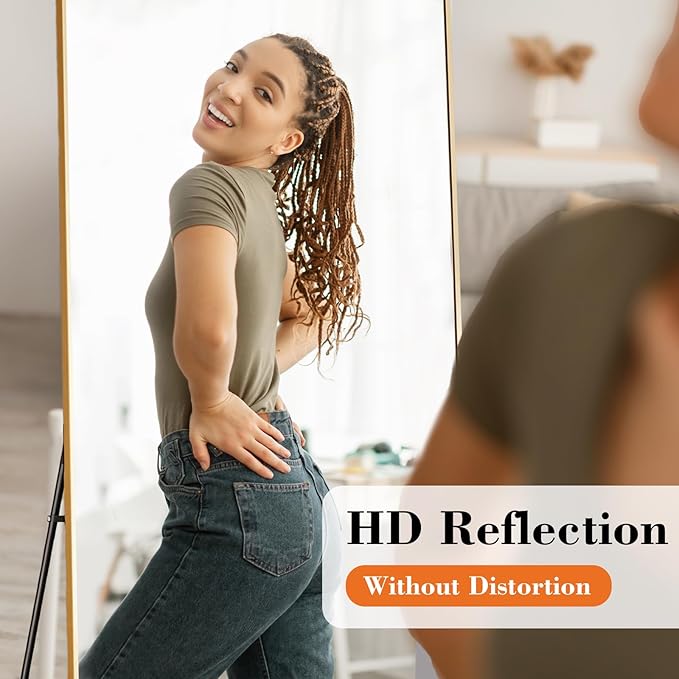 DUMOS Full Length Mirror for Bedroom, Hanging or Leaning for Wall, Aluminum