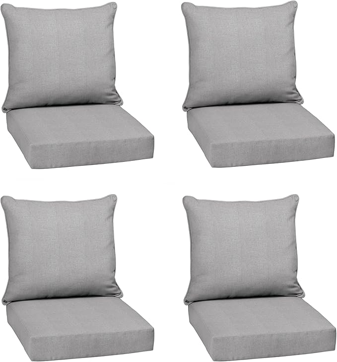 Arden Olefin Outdoor Deep Seat Cushion Set (4-Pack), 24 in x 24 in, Weather-Proof, Rain-Proof, Fade Resistant Patio Cushion for Chair, Sofa, and Couch Paloma Woven Texture