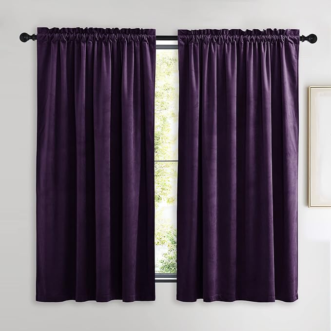 NICETOWN Purple Velvet Curtains 63 inches
