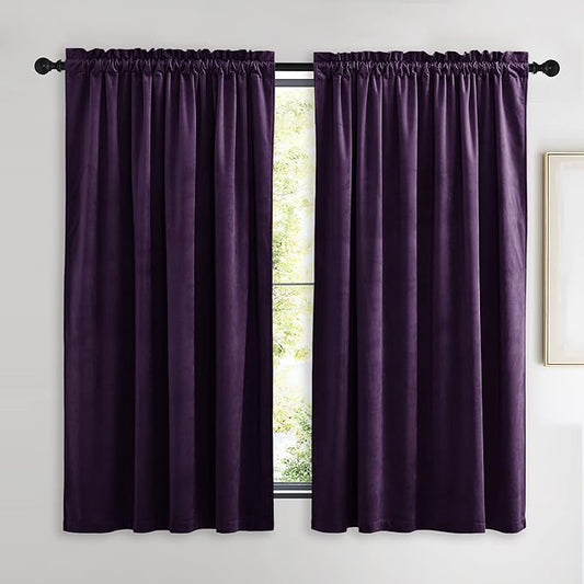 NICETOWN Purple Velvet Curtains 63 inches