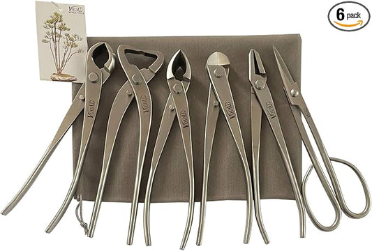 vouiu 6-Piece Bonsai Tool Set,Knob Cutter,Trunk Splitter,Concave Cutter,Wire Cutter,Jin Pliers,Bonsai Scissors