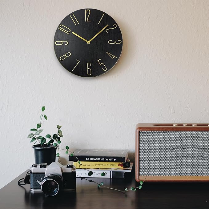 Wall Clock, Silent Clock, Wall Clocks Battery Operated， 12 inch Modern Wall