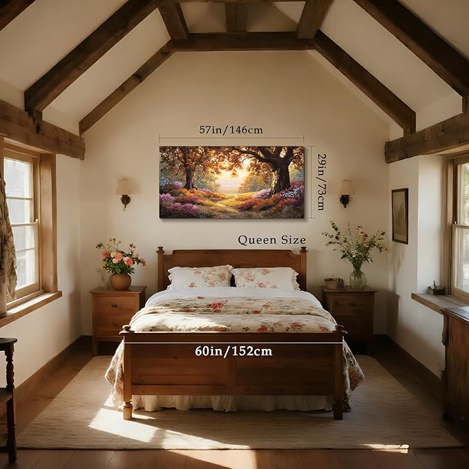 SERIMINO Oversized Wall Art, Landscape Wall Art, Nature Art Prints Decor, Fall Forest Home Decorations, Extra Large Paintings for Living Room Bedroom Dining Room Office Entryway Hotel 29"x57"