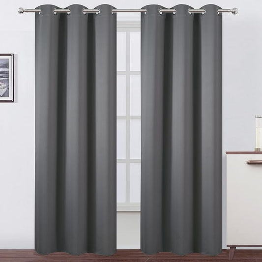 LEMOMO Grey Thermal Blackout Curtains/42 x 84 Inch/Set of 2 Panels Room