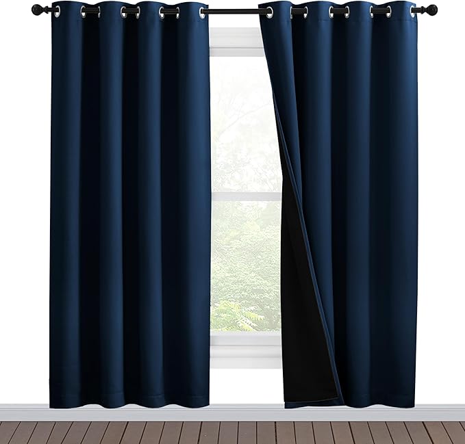 NICETOWN Moroccan Blue Full Shade Curtain Panels, Pair of Energy Smart & Noise