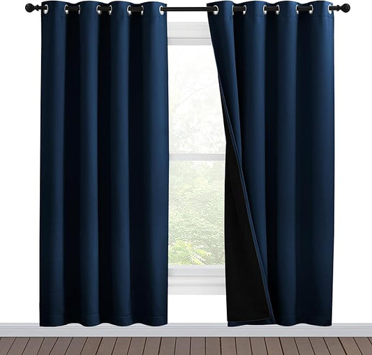 NICETOWN Moroccan Blue Full Shade Curtain Panels, Pair of Energy Smart & Noise