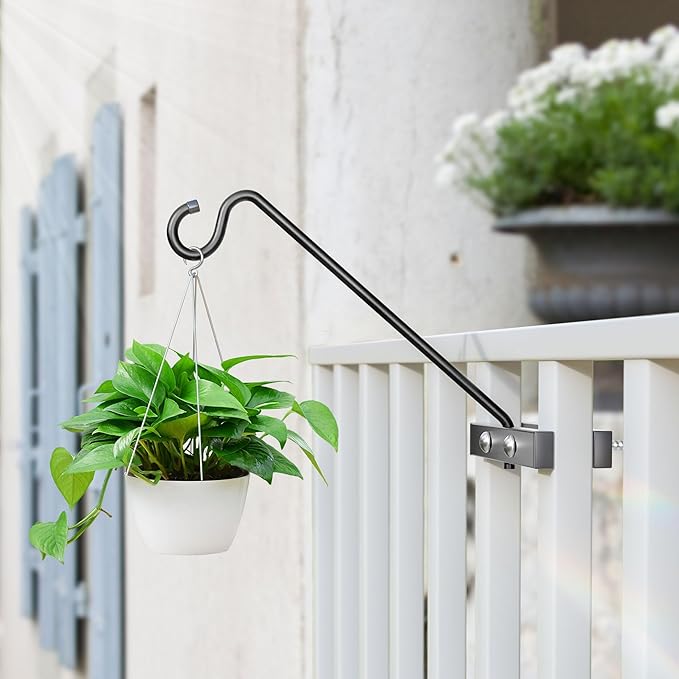 12-Inch Deck Bird Feeder Hanger for Railing, Outdoor Decor Plant Hanger, Balcony Railing Hook - 22LB Capacity - for Hanging Plants, Bird Feeders, Lanterns, Wind Chimes