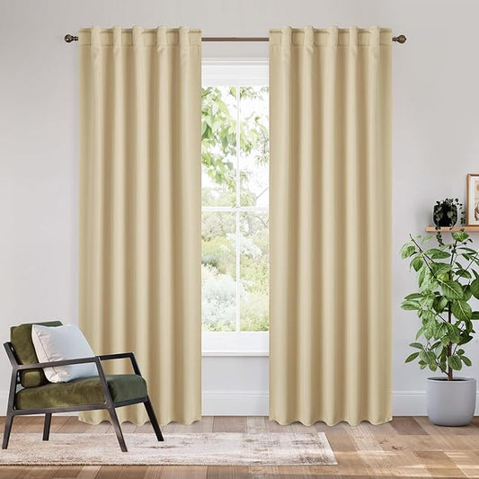 RYB HOME Bedroom Blackout Curtains 80 inches Long, 100% Blackout Thermal