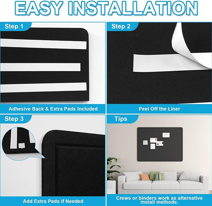 Large Felt Bulletin Board for Wall, Soft Felt Cork Board for Office, Home