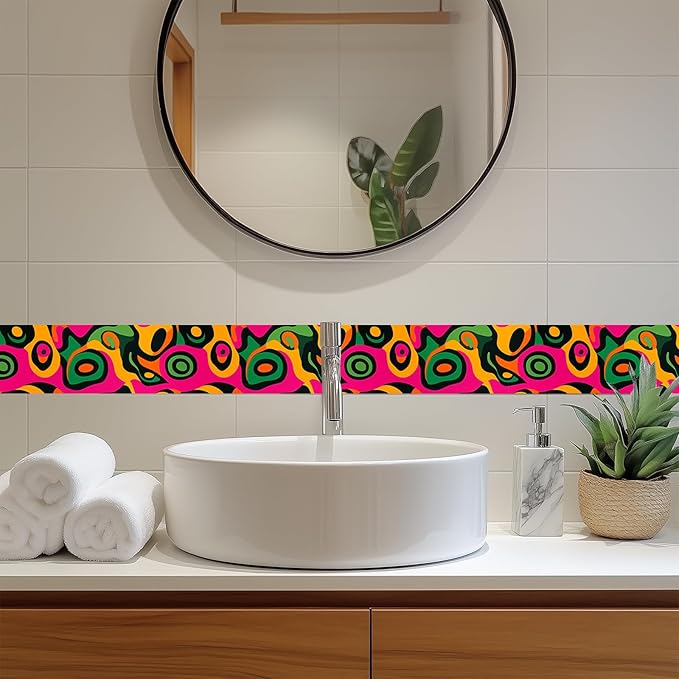 HOMETITUTE Wallpaper Border Peel and Stick Wall Border Colorful Pop Art