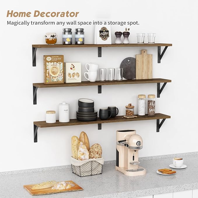 Forbena Floating Book Shelves for Wall Set of 3, 36 Inches Long Wall Bookshelf