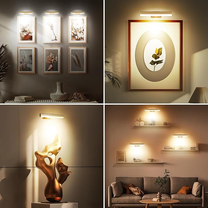 2Pcs Picture Light for Wall Dimmable, Remote Painting Light