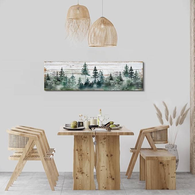 Farmhouse Pine Tree Wall Art Forest Picture Wall Decor Rustic Wood Mountain